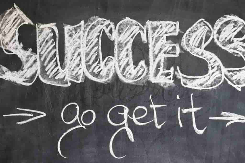 The word Success - go get it - on a chalkboard