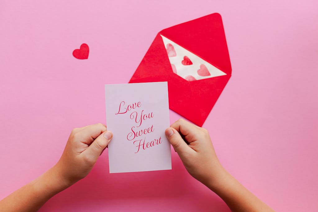 A valentine card that says Love You Sweet Heart