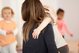 A mother and daughter lovely hugging on Valentine's Day.